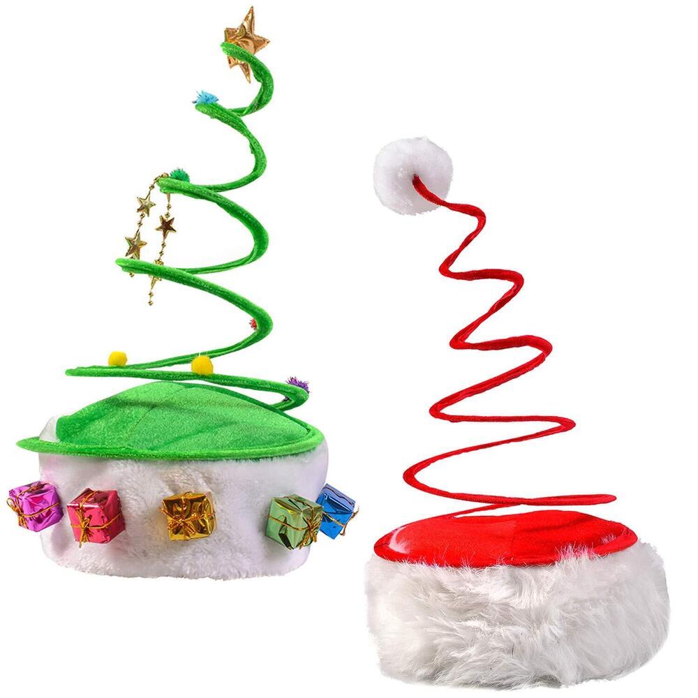 1451 Christmas Tree Hat - Red Coil Santa Hat - Springy Christmas Hats